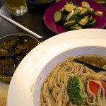 Noodlesoup 6, met dikke noudles en zacht gestoofde sukade